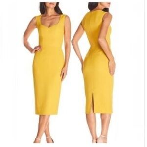 Dress The Population Yellow Fitted Lined Dress Size S